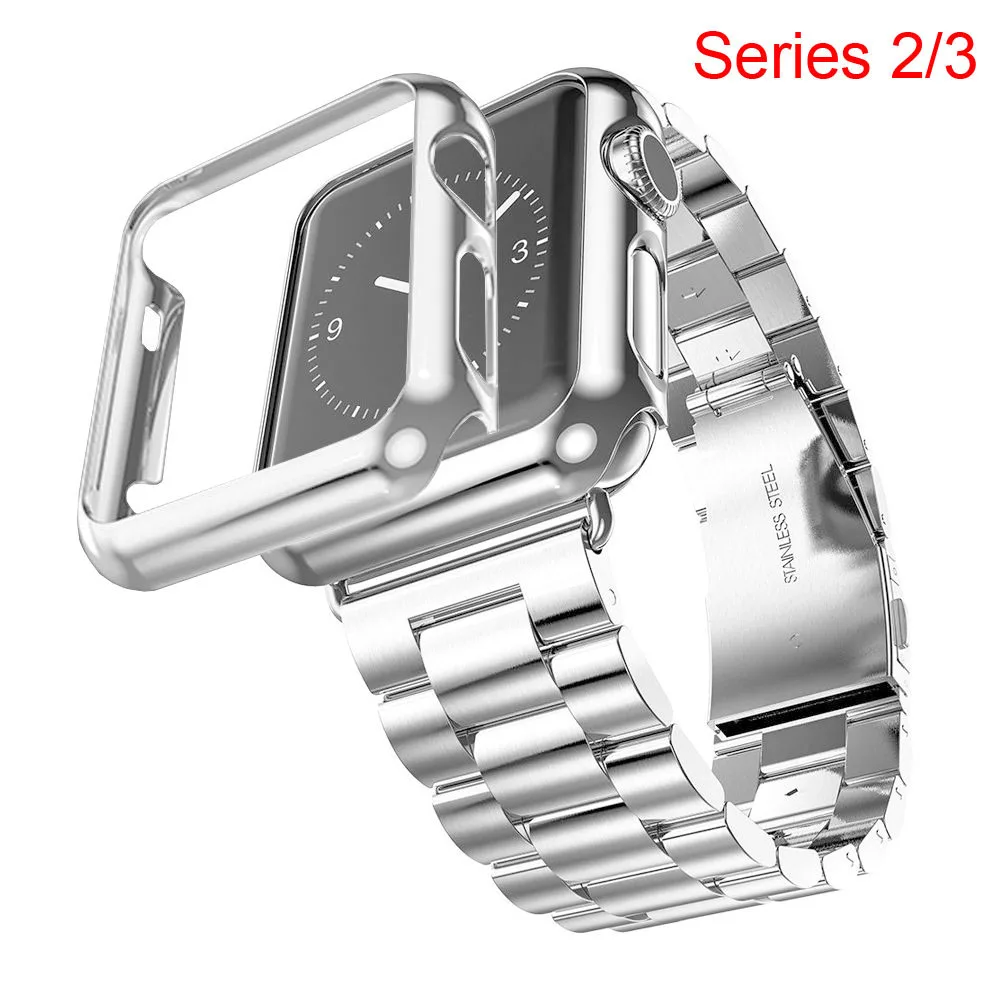 Классический ремешок DAHASE из нержавеющей стали для Apple Watch Series 3 позолоченный чехол