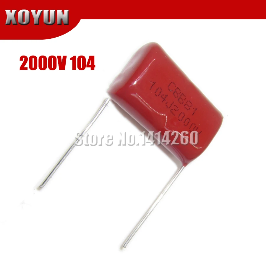 

10PCS 0.1uF 2000V 2KV CBB 104 100NF Polypropylene film capacitor pitch 25mm CBB81