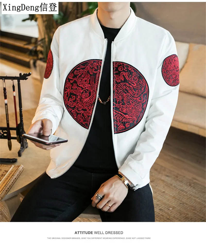 

XingDeng 2018 New Fashion Bomber Long Sleeve Casual Jackets Men stand neck Mens top street style Coats Windbreaker plus 5XL