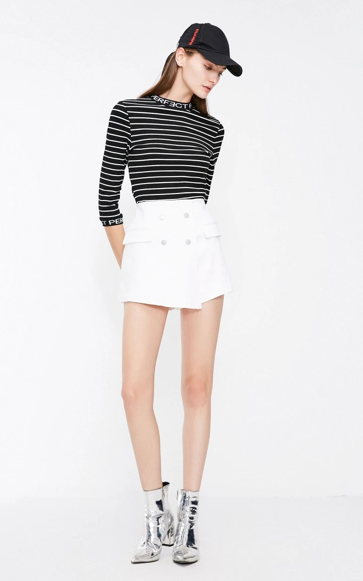 Vero Moda Новая Женская Полосатая футболка с буквенным принтом 3/4 рукавами | 318330511