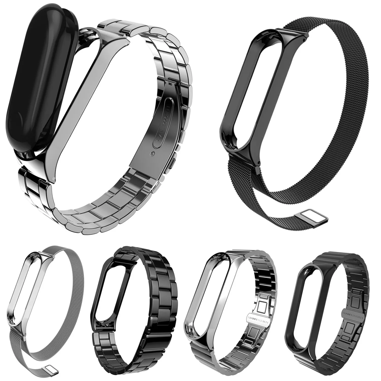 Металлические ремешки для Xiaomi Mi Band 3 Безвинтовые из нержавеющей стали браслета