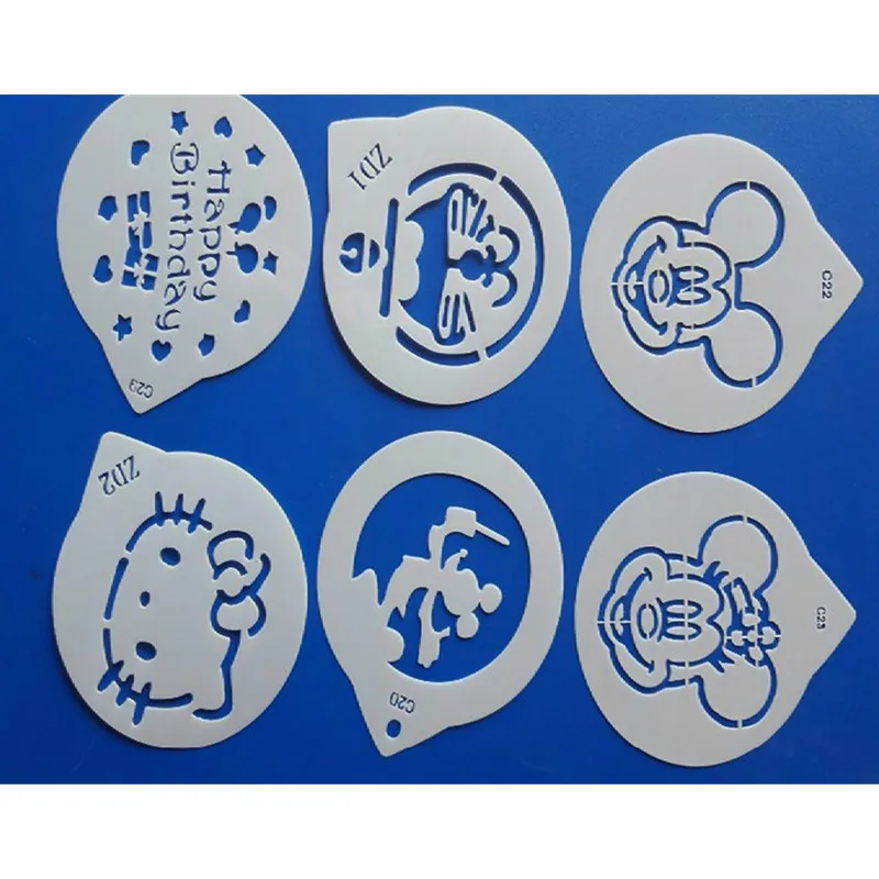 6 шт. мультфильм кошка мышь торт кофе шаблон печатные трафареты помадка форма для