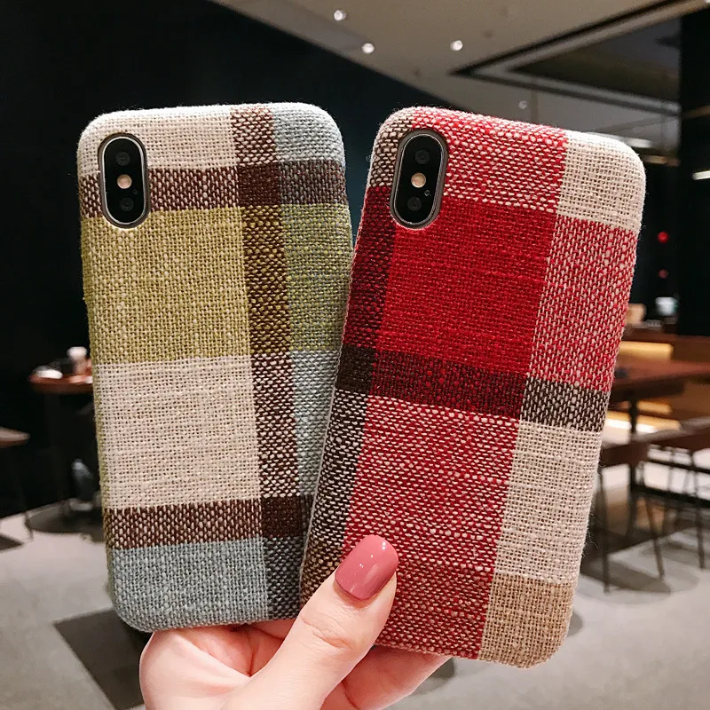 for iPhone xs max Case Scotland Wool Lattice Back Cover 6 6s 7 8 9 plus X XS XR Fashion Ultra Slim Hard PC Phone |