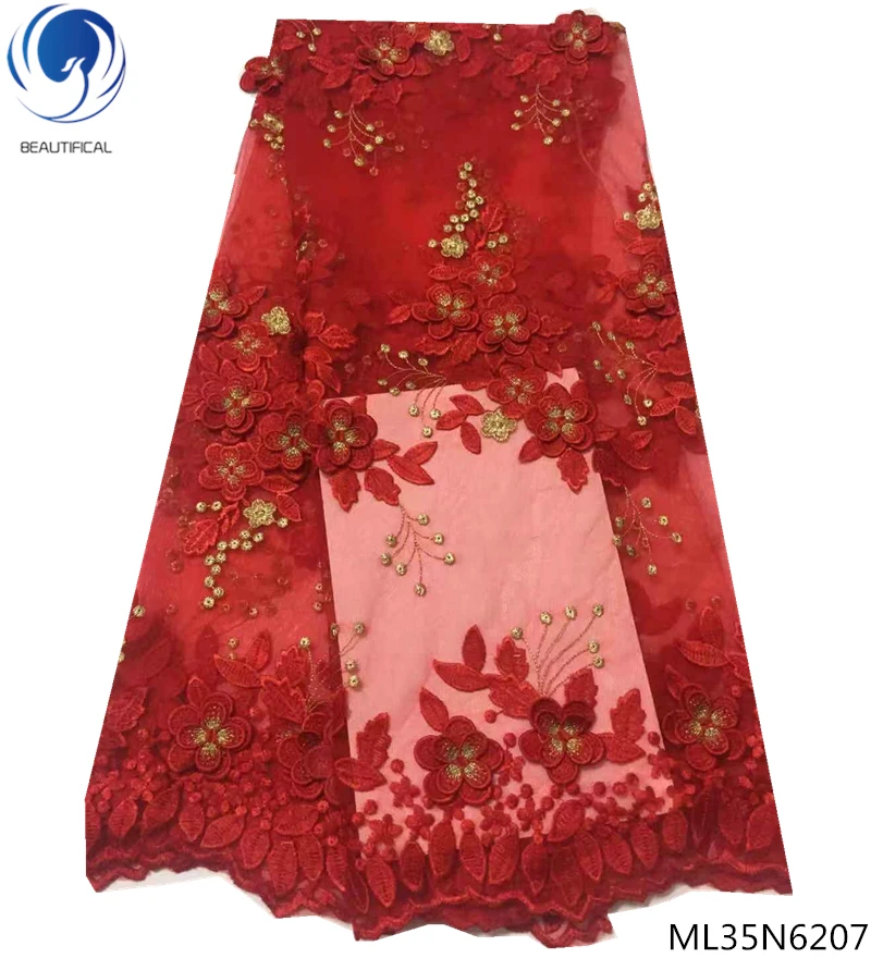 ML35N6207 BEAUTIFICAL 3d кружевная ткань французские кружева ткань 3d кружевная вышивка, аппликация Высокое качество Тюль французский 5 ярдов/партия для мужчин ML35N62 - Цвет: ML35N6207