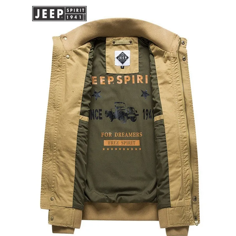 JEEP SPIRIT Новая Осенняя Рабочая куртка, пальто, мужская хлопковая одежда со стоячим воротником, деловые куртки с длинными рукавами в стиле милитари