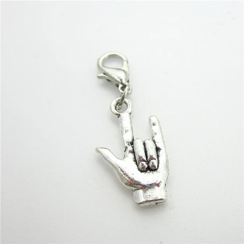 

20pcs I love You Charms dangle charms hanging lobster clasp charm Macroporous beads charms Diy jewelry accessories