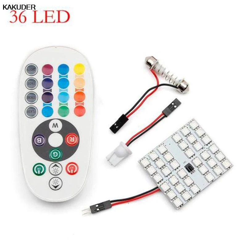 KAKUDER T10 5050 SMD 16 цветов 36 RGB светодиодный внутренняя панель автомобиля светильник