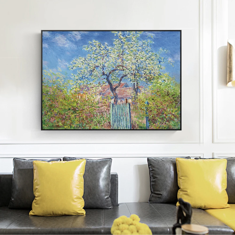 Monet персиковые цветы картины репродукции на стене импрессионист весенний пейзаж