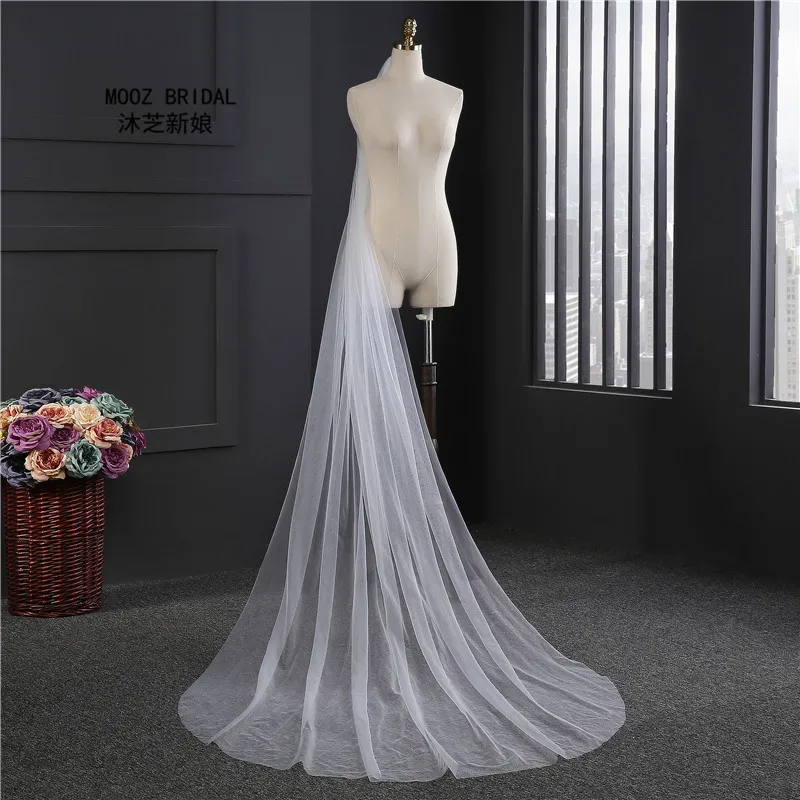 Простой стиль длина собора фата для невесты новинка 2017 реальные изображения