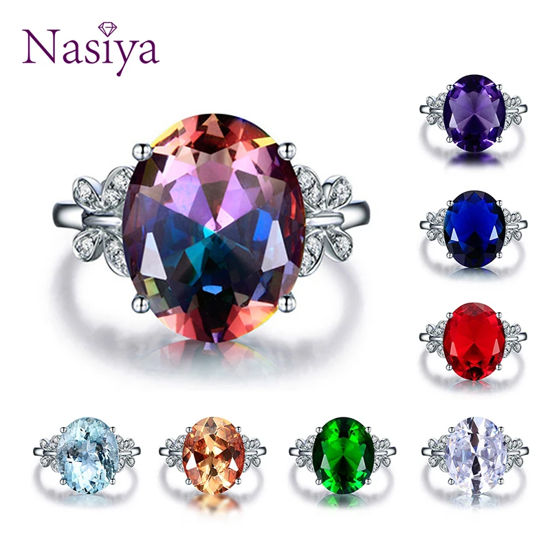 Модные обручальные кольца с разноцветными драгоценными камнями, кольцо с позвоночником, женское серебро 925, ювелирные изделия, размер 5-10, 7 ц...