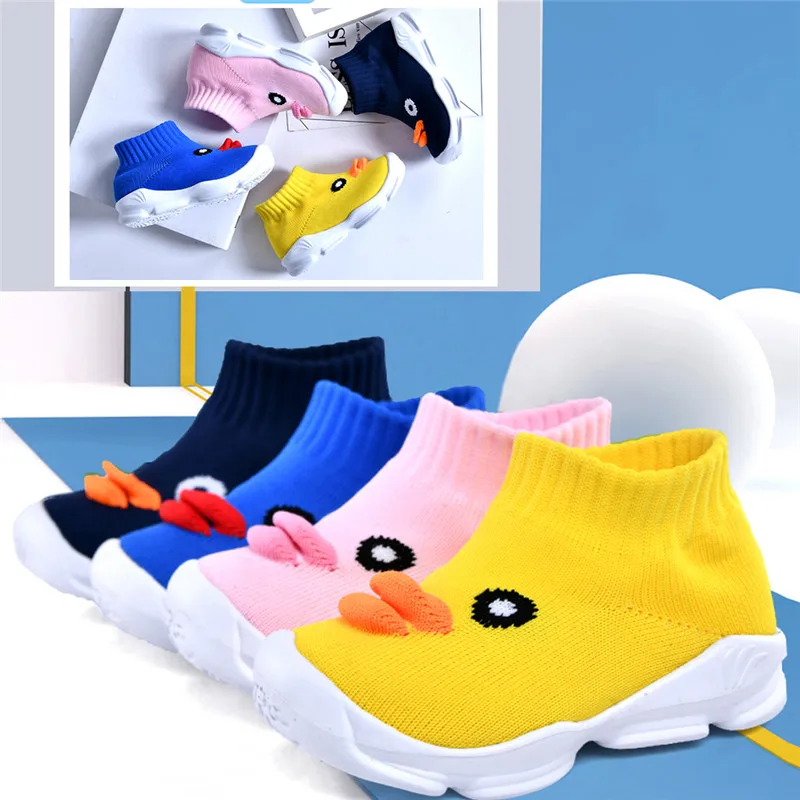 Kiddiezoon/Коллекция года; обувь для новорожденных мальчиков и девочек; тканая сетчатая обувь с изображением утки; обувь для первых шагов; дышащая детская обувь на мягкой подошве для От 1 до 3 лет