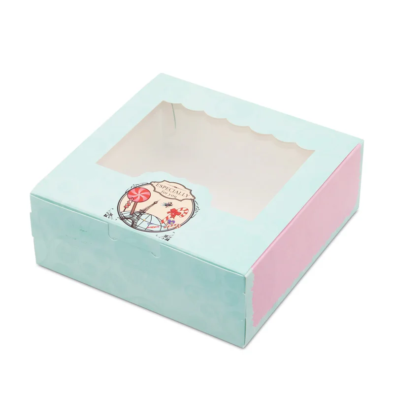

100 pcs Paper box windows wedding kids sweet birthday cake kraft gift paper packaging box for food baking candy cookies supplier