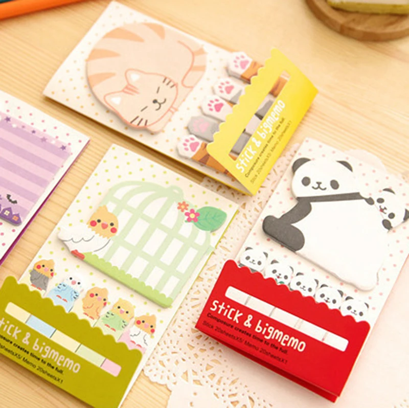 Lovely Pretty Animal Cat Panda Sticky Notes Memo Pad Paper Bookmarks School Supplies Planner Stickers Korean Stationery |