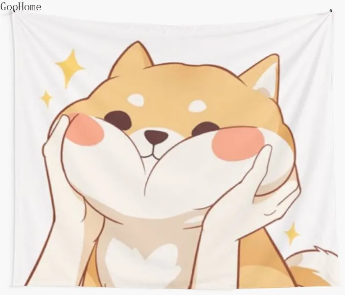 Kawaii Shiba inu Wall Tapestry Cover Beach Towel Throw Blanket Picnic Yoga Mat Home Decoration | Дом и сад