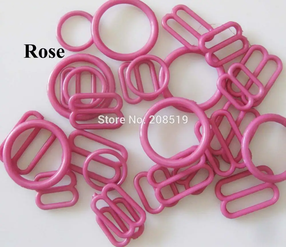 rose as show NBNLAE 100 шт. пряжки для бюстгальтера(50 шт. уплотнительное кольцо+ 50 шт. 8 слайдеров) красочные пластиковые пряжки нижнее бельё с пуговицами аксессуары - Цвет: rose as show