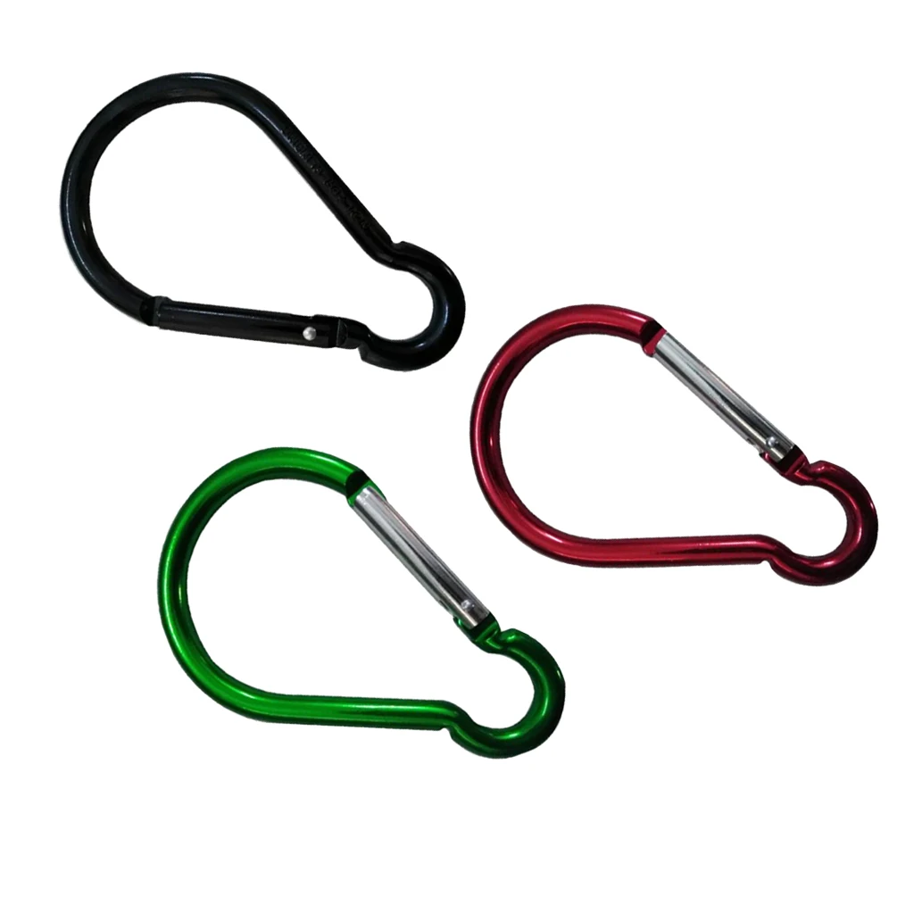 

3pcs Aluminum Snap Hook Carabiner Gourd Shape Key Chain Clip Keychain Hiking Camp Mountaineering Hook Climbing Accessories