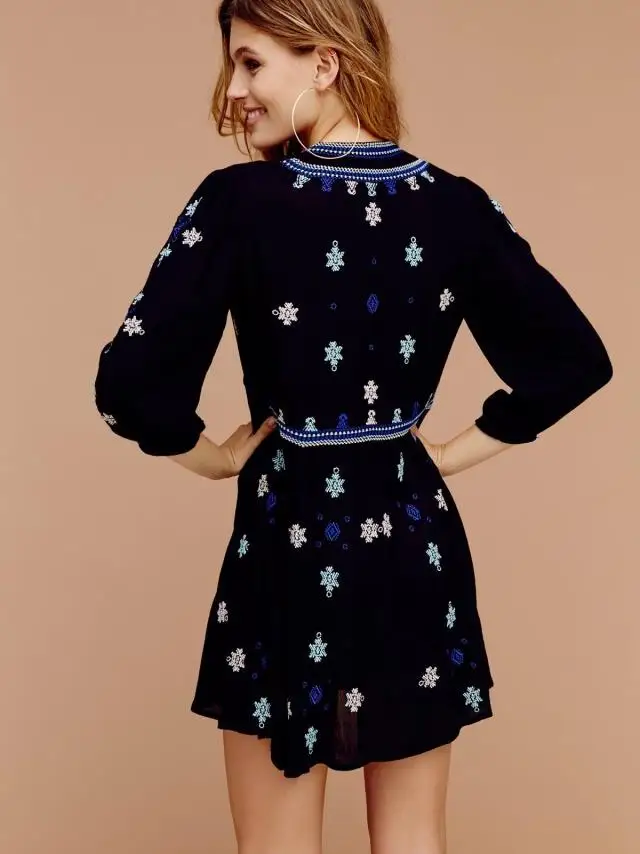 Женское Хлопковое платье бохо льняное мини с v образным вырезом и регулируемой