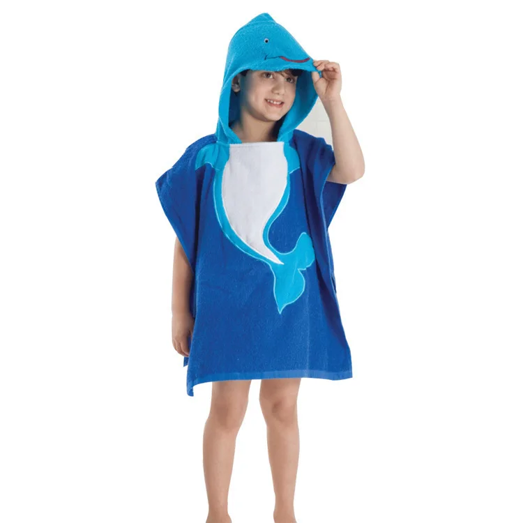 Cute cartoon animal style 100% cotton children's bathrobe cloak embroidery | Мать и ребенок