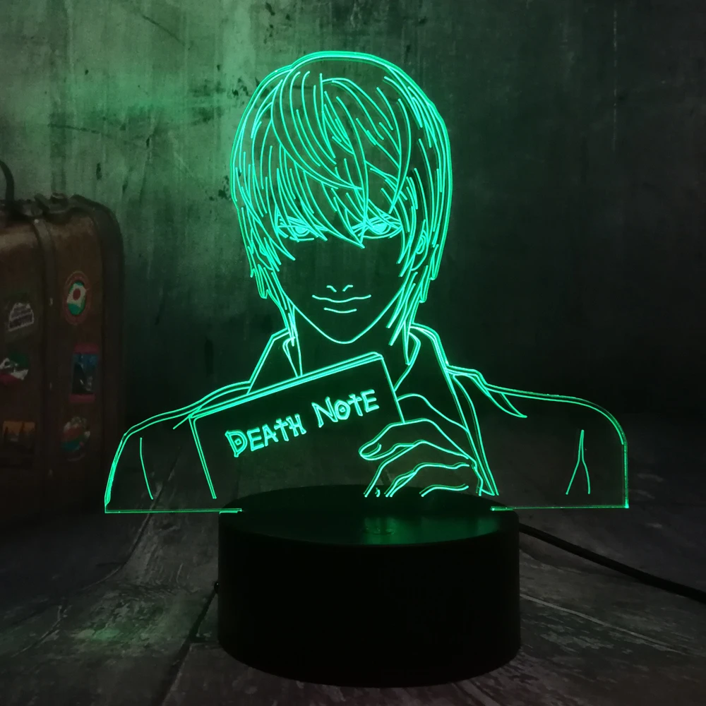 Death Note Yagami Light 3D LED Night 7 Color Table Desk Lamp Home Bedroom Decor Christmas Movie Fans Gift Kid Boy Toys | Лампы и