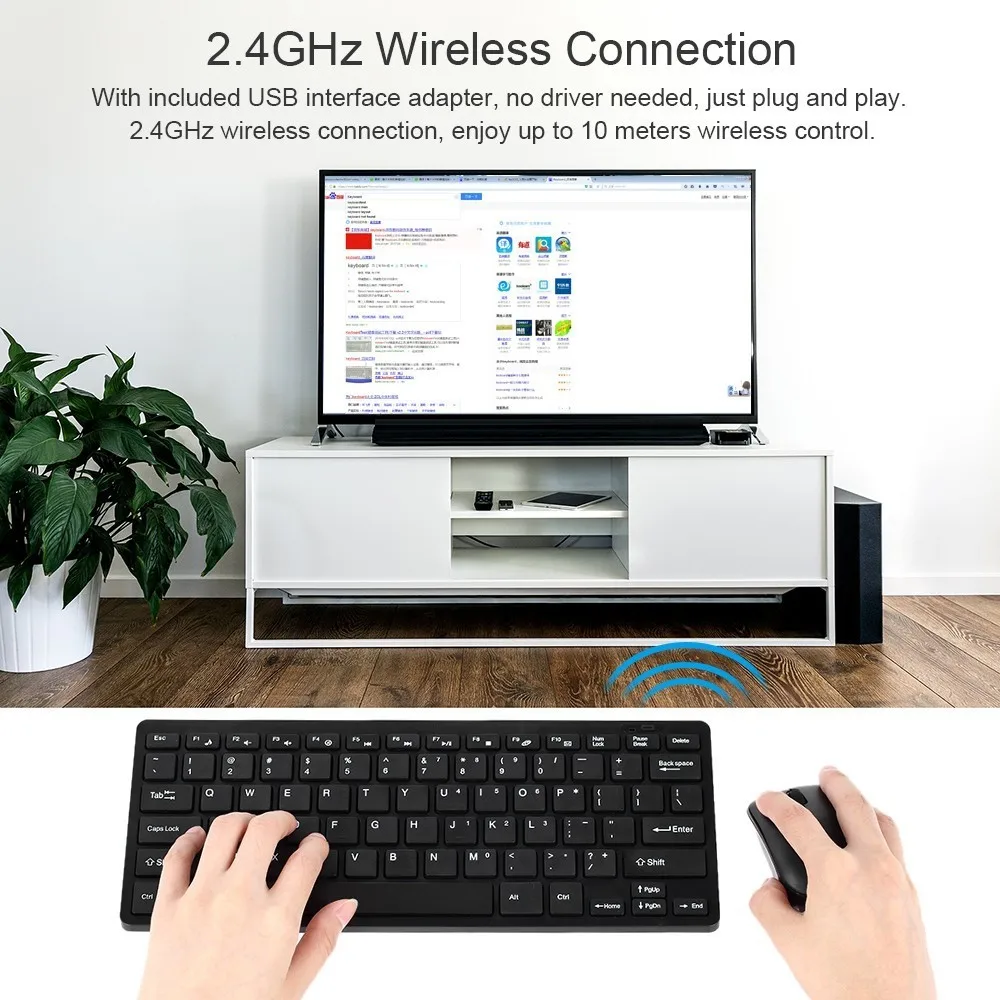 CHYI Wireless Mouse Keyboard Combo Ergonomic 2.4G Ultra Thin Keypad with 1200DPI Mice Kit Protective Film For PC Laptop Desktop |