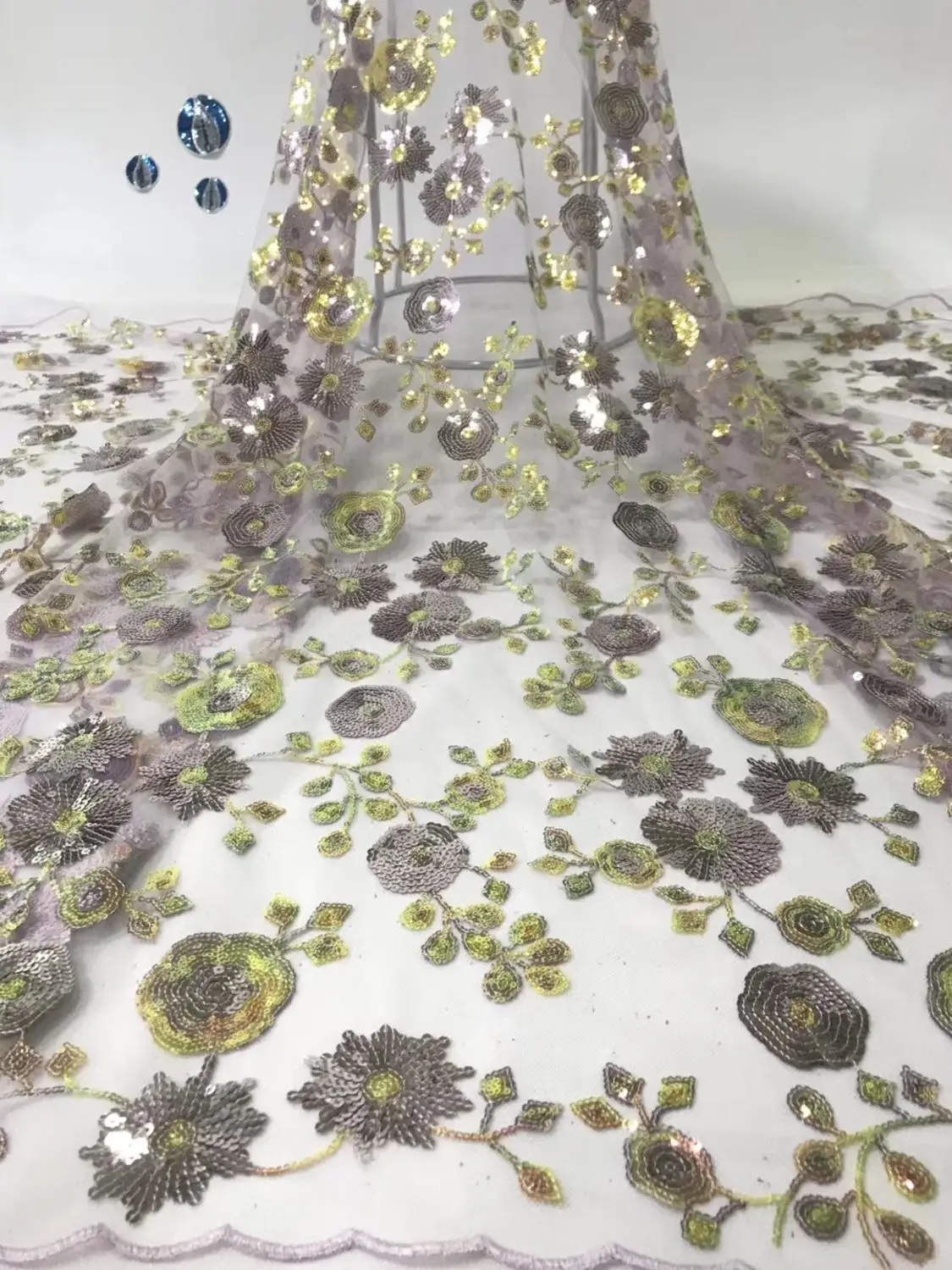 Кружевная ткань с вышивкой в африканском стиле пайетки Кружева французские
