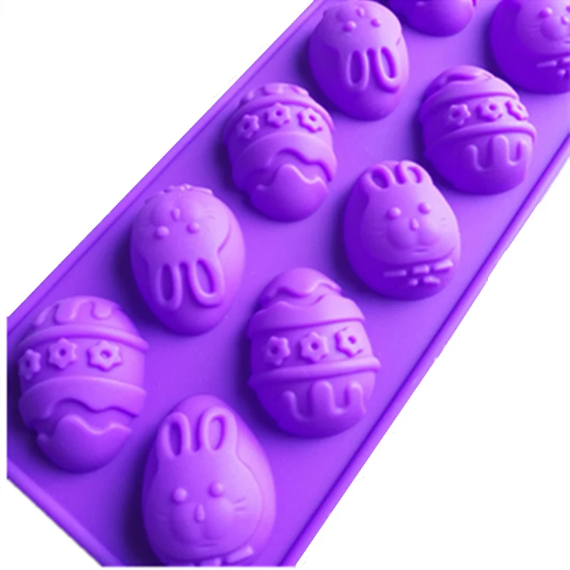 

10-Cavity Easter Egg Shape Handmade Soap Mold Silicone Chocolate Mold DIY Baking Cake Mold Random Colors 23*10*1.8cm