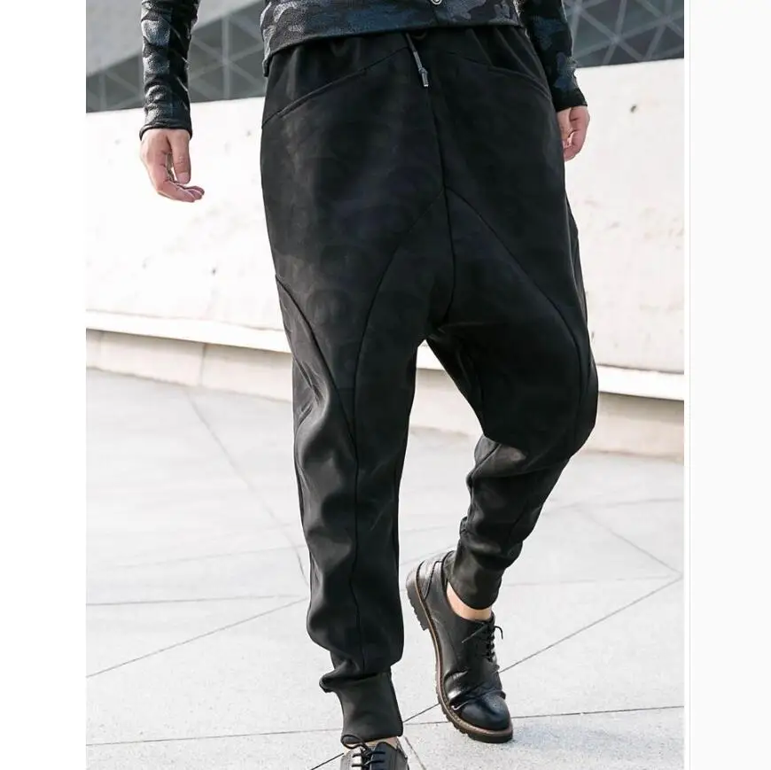 

Мужские брюки с несколькими карманами, большие размеры, на весну и осень, черные, с эластичной резинкой на талии, m-3xl