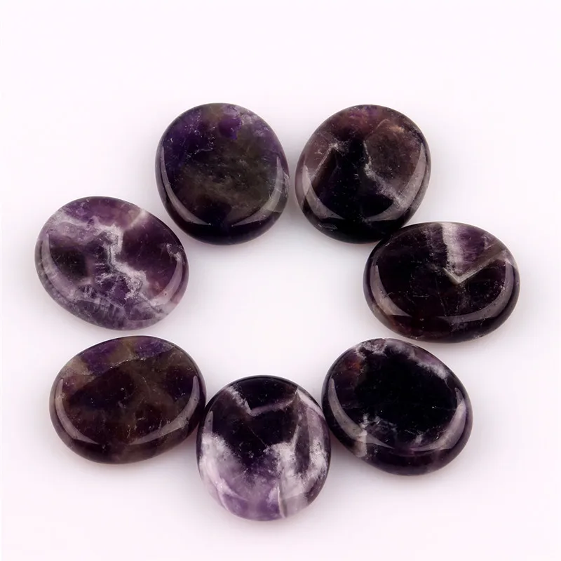Amethyst Ассорти 7 шт./лот ладони камень натуральный сливовый прозрачного хрусталя рейки зеленый авантюрин Исцеление кварц чакра чехол - Цвет: Amethyst