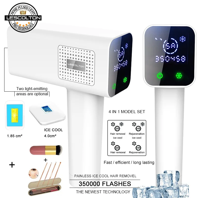 Lescolton T012C 4в1 ICECOOL IPL устройство для удаления волос перманентное Удаление волос IPL лазерный эпилятор машина для удаления волос для взрослых - Цвет: T012C with gift 3