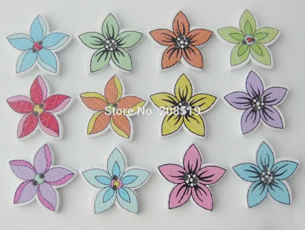 Деревянные пуговицы с пятью лепестками 100 шт. 20 мм|sewing supplies|buttons woodfloral buttons |