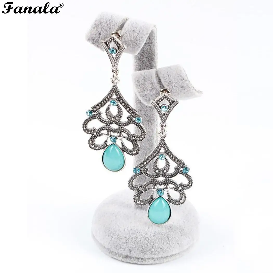 Геометрические серьги капли с камнями из горного хрусталя|Серьги-подвески| |