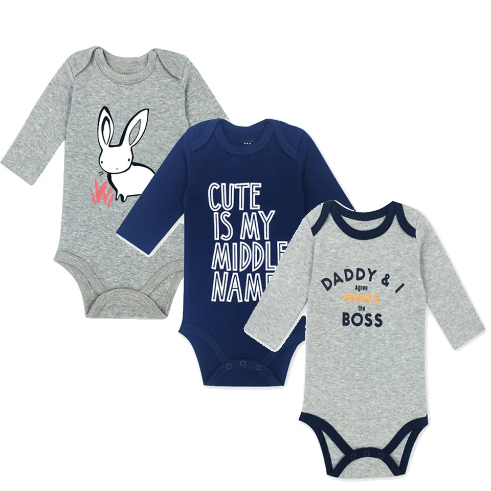 3 pcs/lot Baby Bodysuit Newborn Body Long Sets cotton boy clothes suit clothingBoys Clothes Baby's bebe |