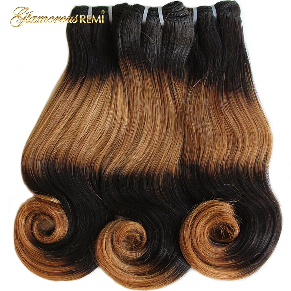 

Funmi Double Drawn Body Wave Remy Human Hair Weft Ombre 4 Tone #1B #30 Brown Color Fumi Hair 3 Bundles Hair Weave Bundle Deals