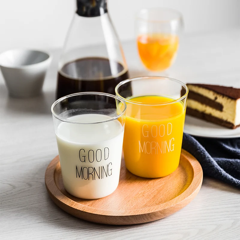 

1 pcs Lovely Glass Breakfast Cup Coffee Tea Milk Yogurt Mug Creative Good Morning Mug Gifts 400ml