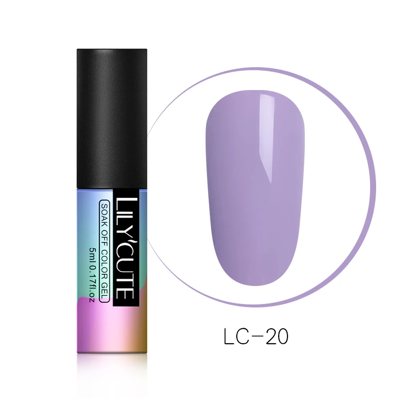 LC20 LILYCUTE гель для нейл-арта 5 мл чистый цвет ногтей УФ светодиодный Гель-лак для Ногтей Стойкий Макарон замачиваемый лак гель лак - Цвет: LC20