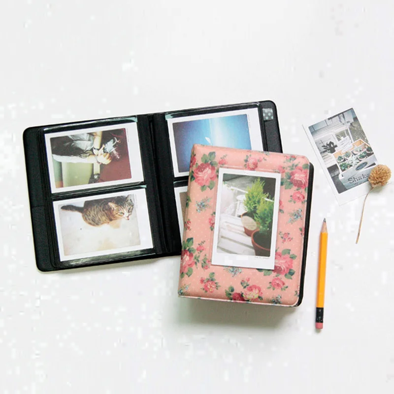 Высокое качество 64 кармана фотоальбом для мини Fuji Polaroid& Имя карты мини цветочный дизайн(случайный цвет