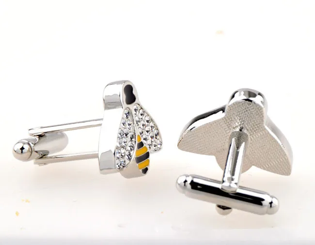 

Jewelry 2017mens Brand Crystal Bee animal Button Free shirt cufflink for mens Crystal Cuff link