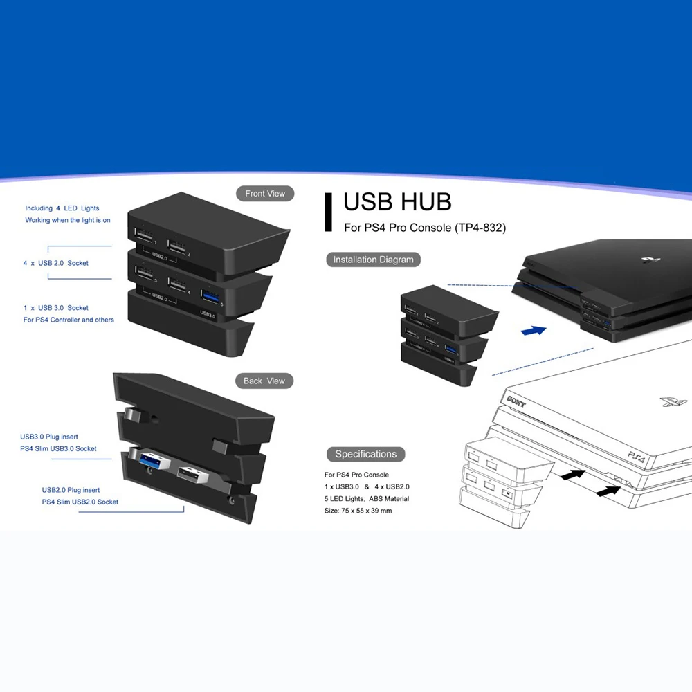 USB концентратор 5 портов USB3.0 4* USB2.0 USB адаптер расширения для PS4 Pro Usb концентратор 3,0 Компьютерные аксессуары PC Аксессуары Расширенный адаптер