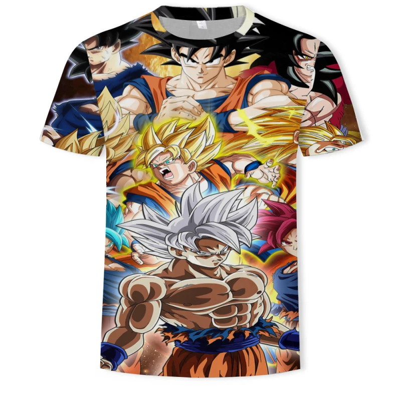 2019 Мужская 3D футболка Dragon Ball Z Ultra Instinct Goku Super Saiyan God Blue Vegeta с рисунком летняя 5XL |