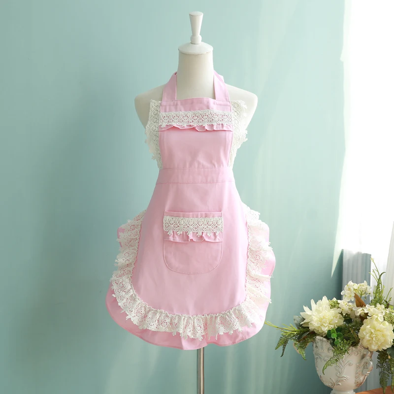 Kawaii женские фартуки хлопковое кружево многоцелевой кухонный фартук модный