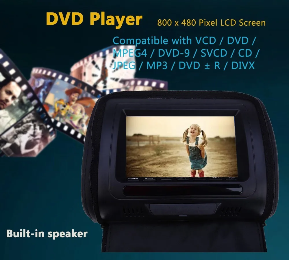Xd783 подголовник автомобиля dvd-плеер ЖК-дисплей Экран Подушки Детские плеер