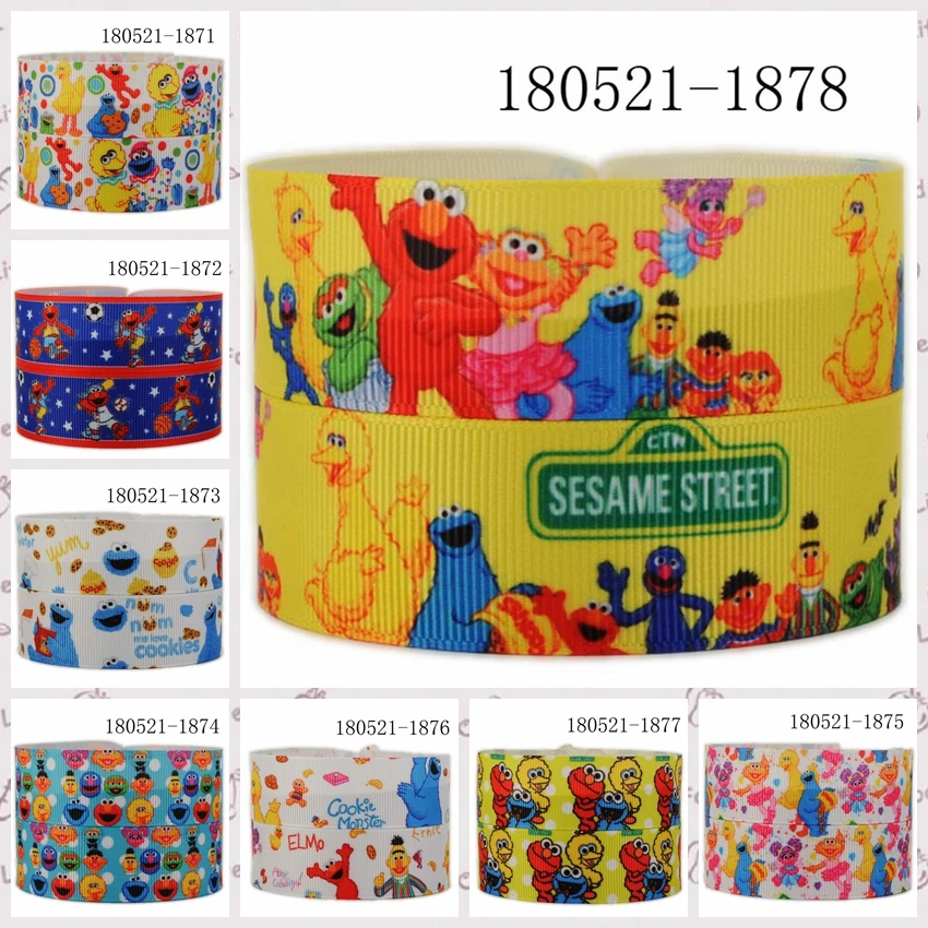 Новые продажи 50 ярдов Улица Сезам лента напечатанная grosgrain атласные ленты