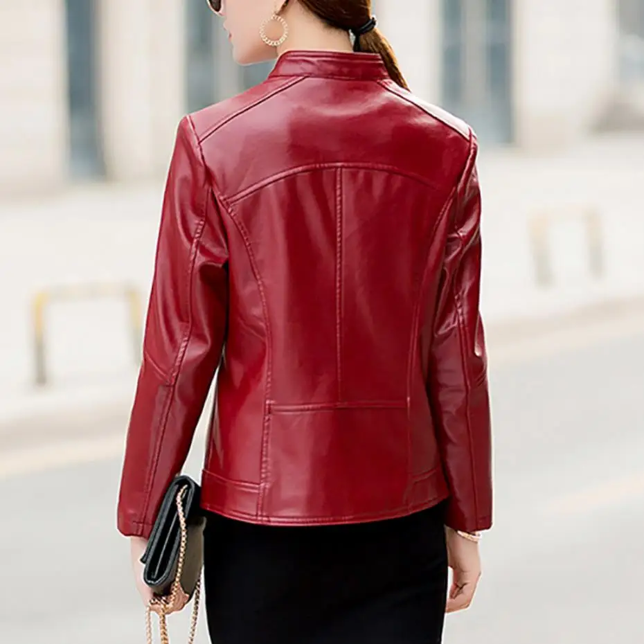 

plus size 6XL Leather Jacket Women 2020 Autumn Winter Fashion PU Leathe Motorcycle cotton-padded jacket