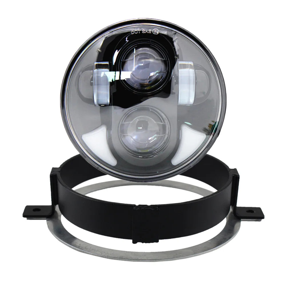 WM-557H-Black 5,75 дюйма мотоциклов светодиодная фара-прожектор с кронштейном и жесткий диск кольцо подключить играть на Honda VTX1300/1800 - Цвет: WM-557H-Black