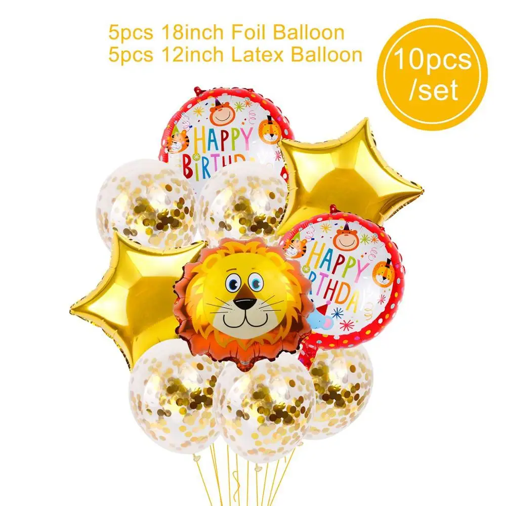 Animal Balloon Set 2 QIFU для вечеринки в стиле сафари воздушные шарики в виде животных джунгли вечерние украшения латексные воздушные шары цифры фольга Количество балон День Рождения украшения для детей - Цвет: Animal Balloon Set 2