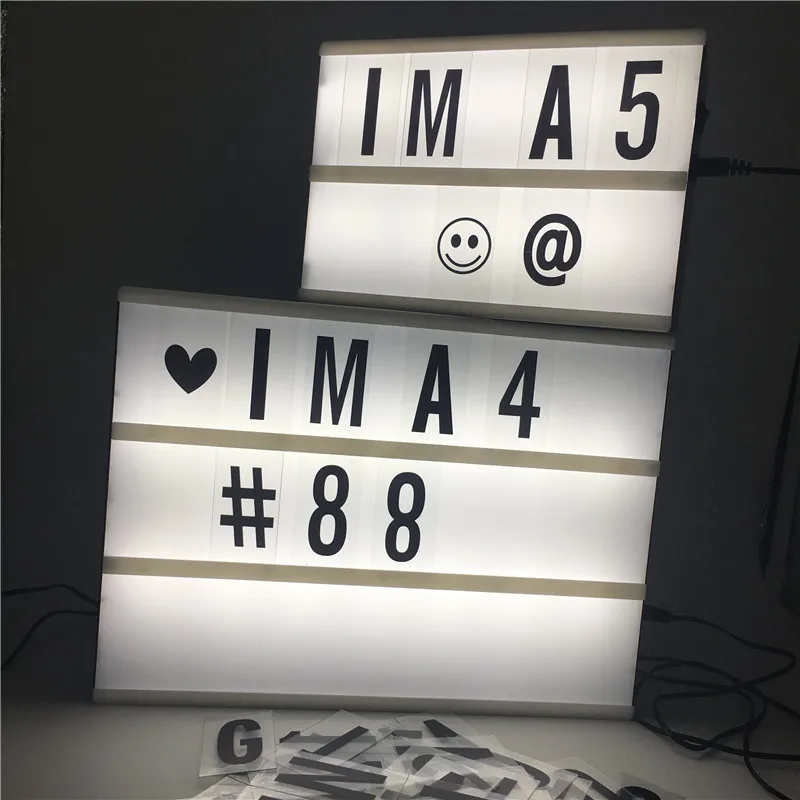 Большая распродажа A4 A5 A6 Размер Cinemaic Lightbox ночник Питание от батареи AA или USB кабель с 90 шт. символами букв карты DIY огни