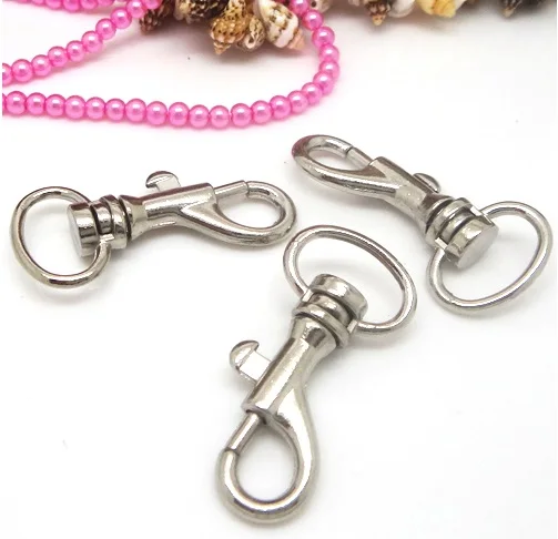 

New Arrival 100pcs Wholesale Rhodium Silver 38*18mm Lobster Swivel Clasps with 10*18mm Curved Circle for Key Rings/Rings