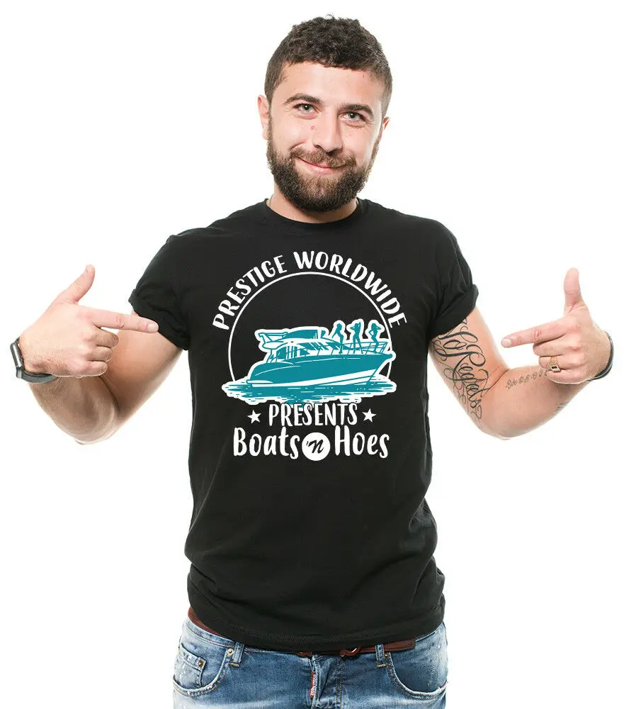 

Prestige Worldwide Presents Boats N Hoes Funny Movie T-Shirt 2019 New Arrival Brand-Clothing Fashion Cotton Graphic T Shirts