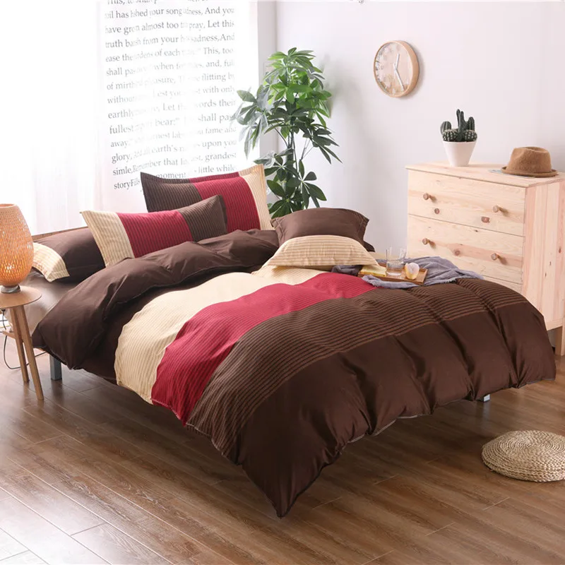 Красно коричневые комплекты постельного белья в клеточку двухслойная хлопковая