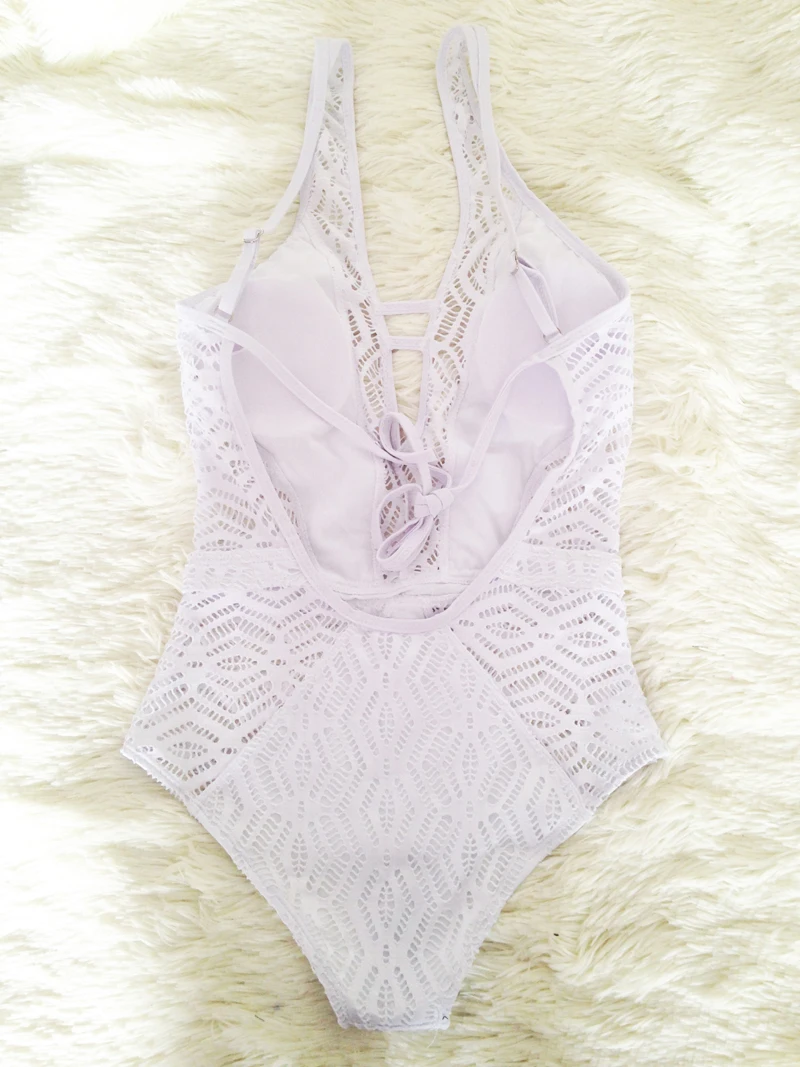 Новый кружевной купальник монокини с v образным вырезом размера плюс женские купальники высокой талией